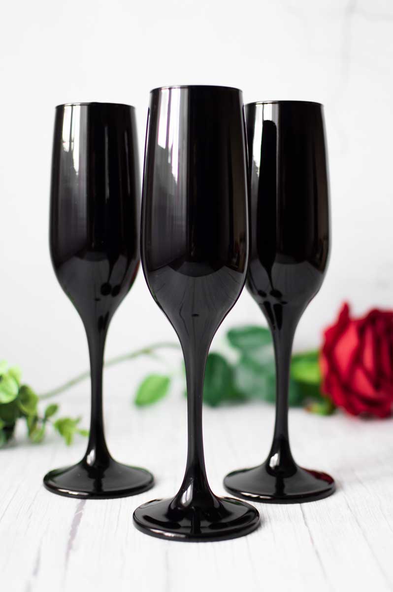6 schwarze Sektgläser 200ml Sektkelche Champagner Prosecco Sektglas Proseccoglas