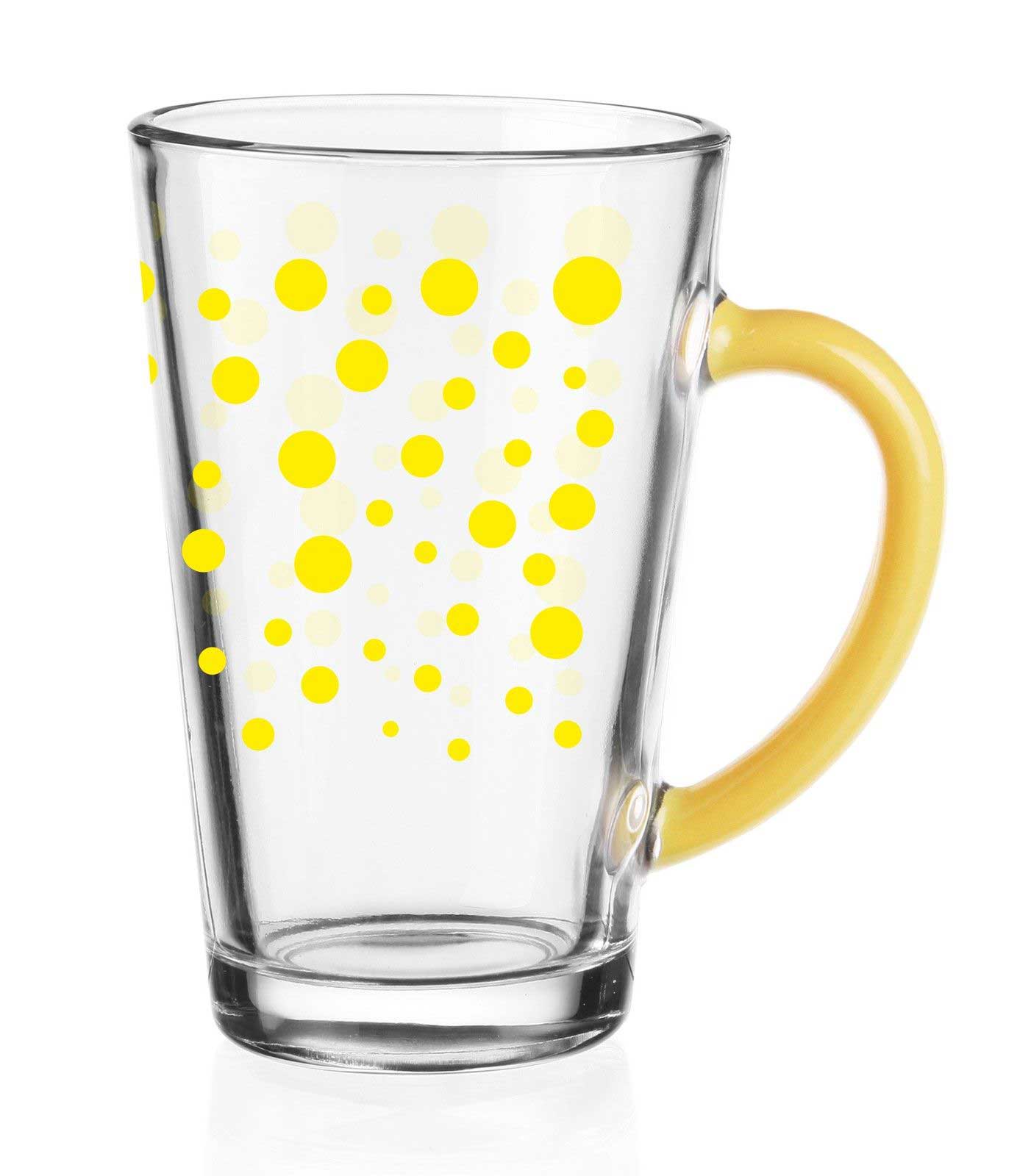 6 latte macchiato glasses 300ml yellow dots tea glasses coffee glasses milk coffee