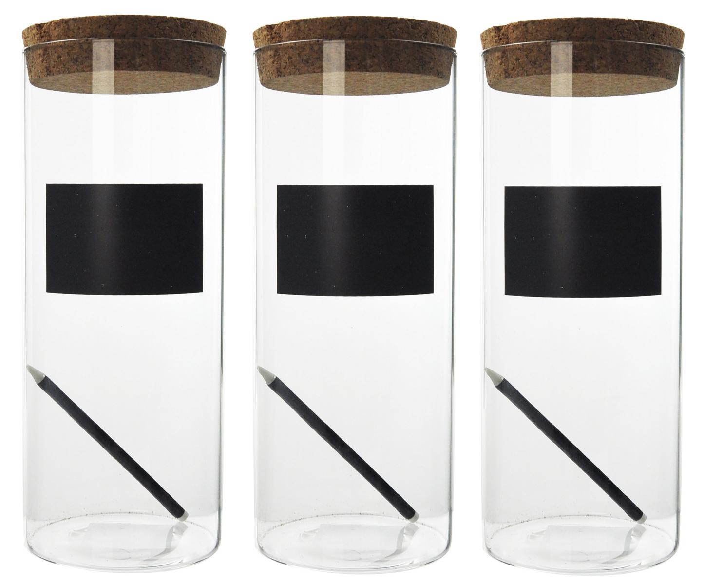3 grands bocaux de conservation avec couvercles et craie en verre, récipient en verre, pot de conservation Do