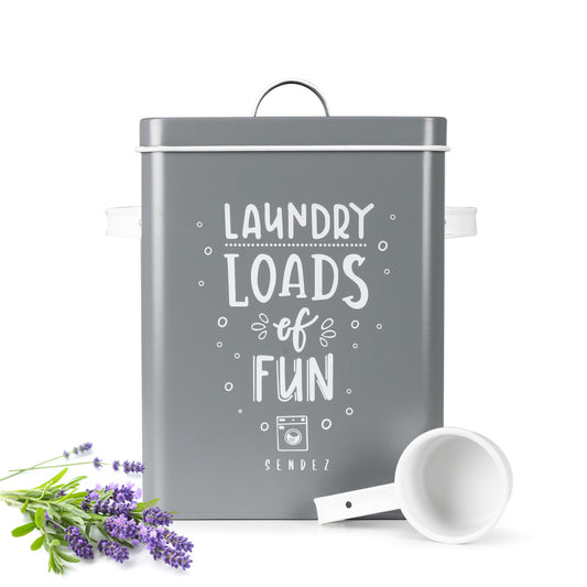 Washing powder can 6L metal can with lid and scoop detergent box detergent can grey