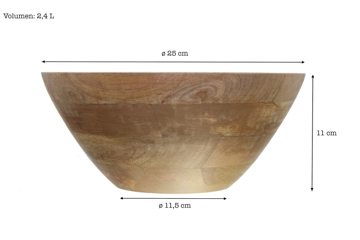 Bol en bois de manguier avec revêtement en émail naturel/doré Ø25cm saladier bol bol décoratif