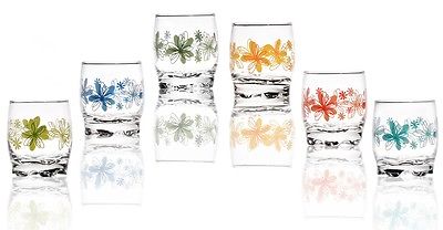 6 drinking glasses 250ml colorful flowers water glasses juice glasses whiskey glasses