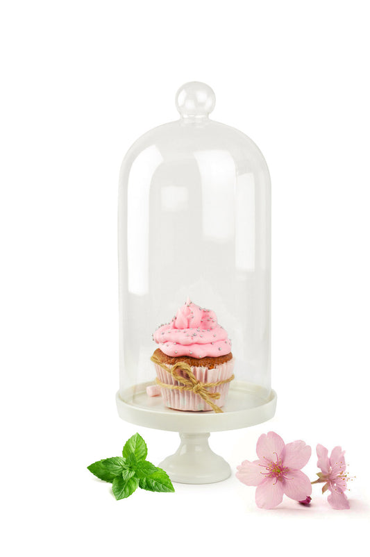 Glass bell with porcelain plate decorative bell glass lintel glass dome glass hood decorative table decoration 30cm