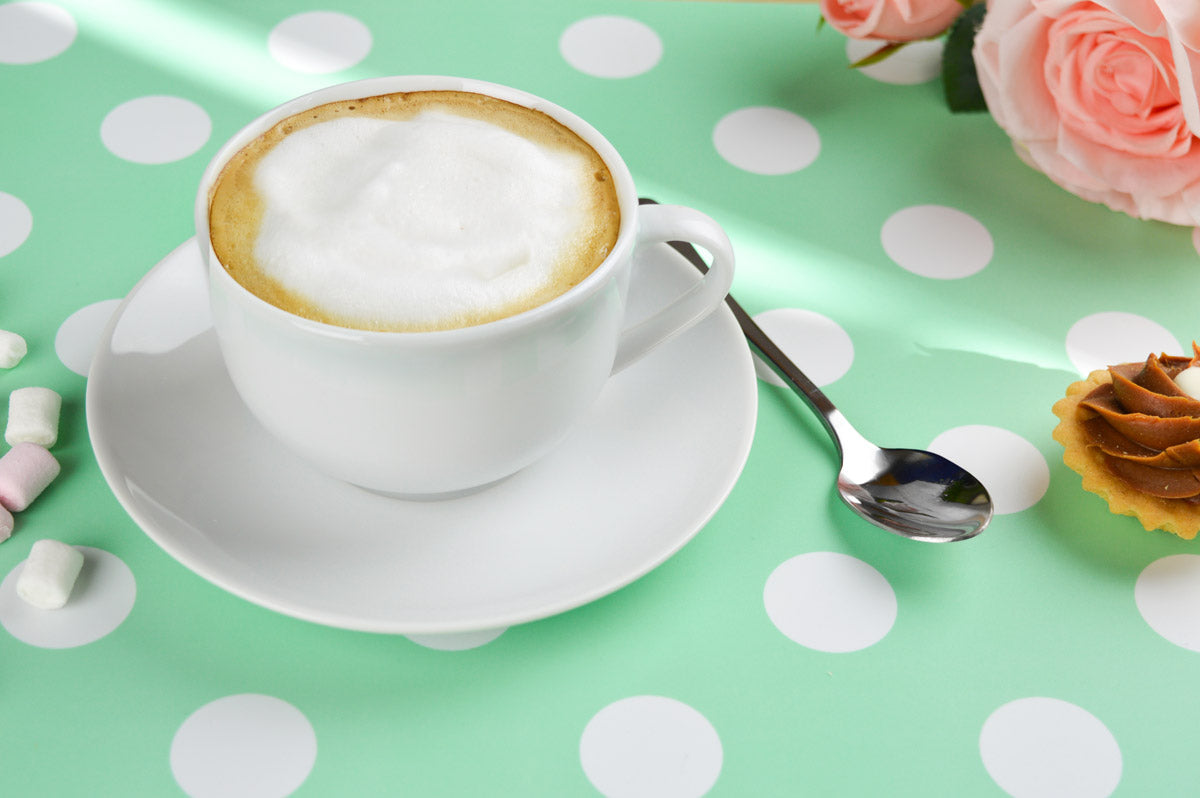 6 Cappuccino Tassen 210ml mit Unterteller aus Porzellan Kaffeetassen B-Ware