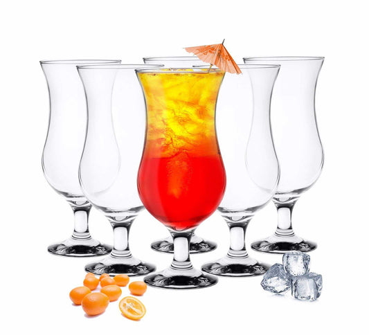 6 Hurricane cocktail glasses/long drink glasses/drinking glasses 480ml
