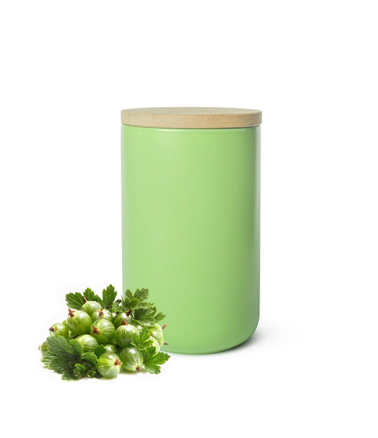 Green storage jar made of porcelain with bamboo lid, storage container, storage jar, storage container