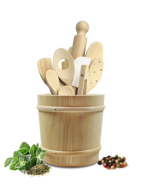 Cutlery basket cutlery container with three chambers cutlery box natural wood B-ITEM