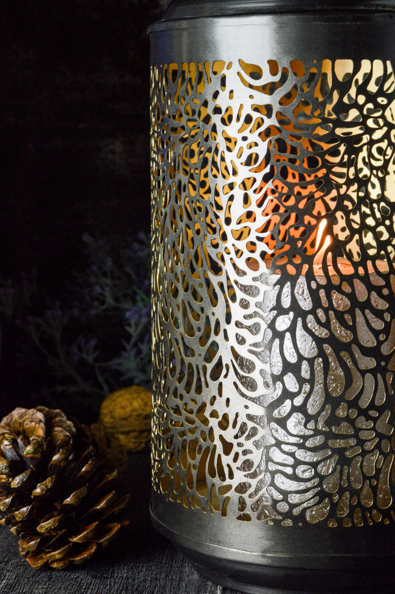 Sendez Laterne aus Metall 37x15cm Handgefertigt Windlicht Gartenlaterne Kerzenhalter