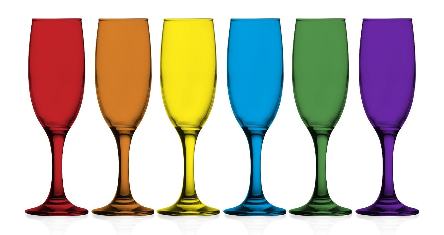 6 bunte Sektgläser 200ml Sektkelche Champagner Prosecco Sektglas Proseccoglas