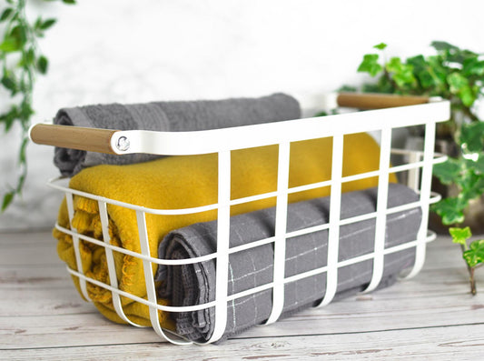 Storage basket made of metal, wire basket, mesh basket, metal basket, all-purpose basket, laundry basket, white