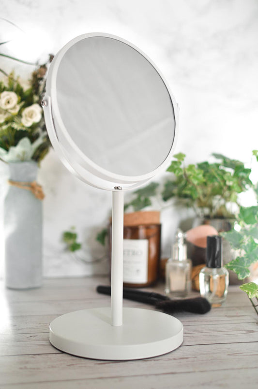 Miroir de maquillage, miroir cosmétique, miroir de rasage, miroir sur pied, grossissement blanc