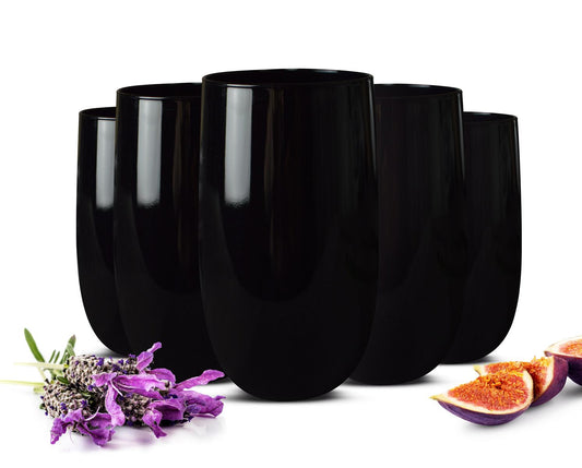 6 black drinking glasses 420ml water glasses juice glasses cocktail glasses long drink glasses