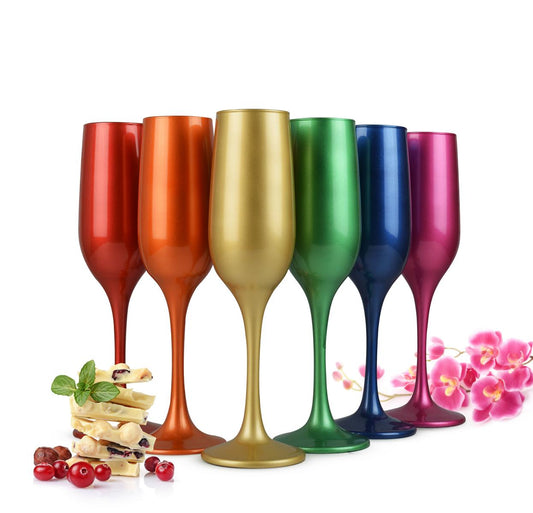 6 champagne glasses 200ml metal look champagne flutes champagne prosecco glass champagne glass