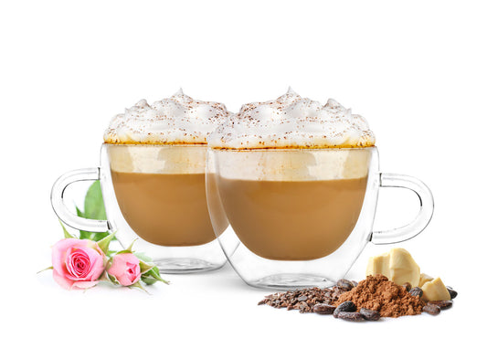 4 Doppelwandige Cappuccino Tassen mit Henkel 300ml Kaffeegläser Teegläser