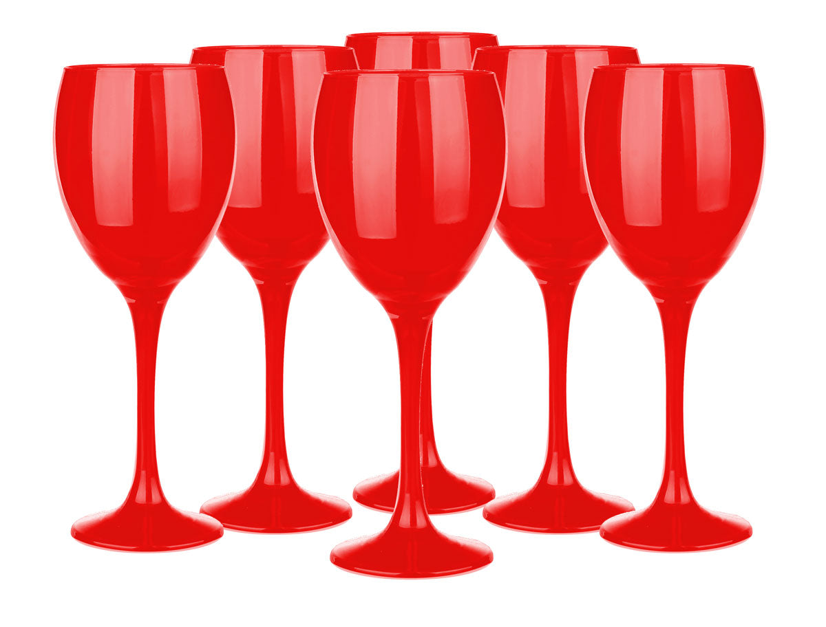Weingläser Set 300ml im 6er-Pack Rot Rainbow Color Handgemaltes Weinglas
