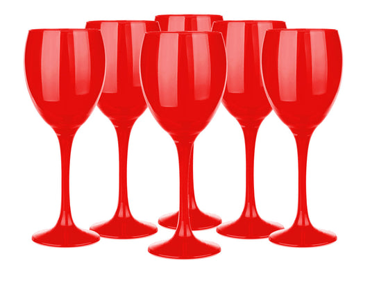 Wine Glasses Set 300ml in a Pack of 6 Red Rainbow Color Hand Painted Wine Glass