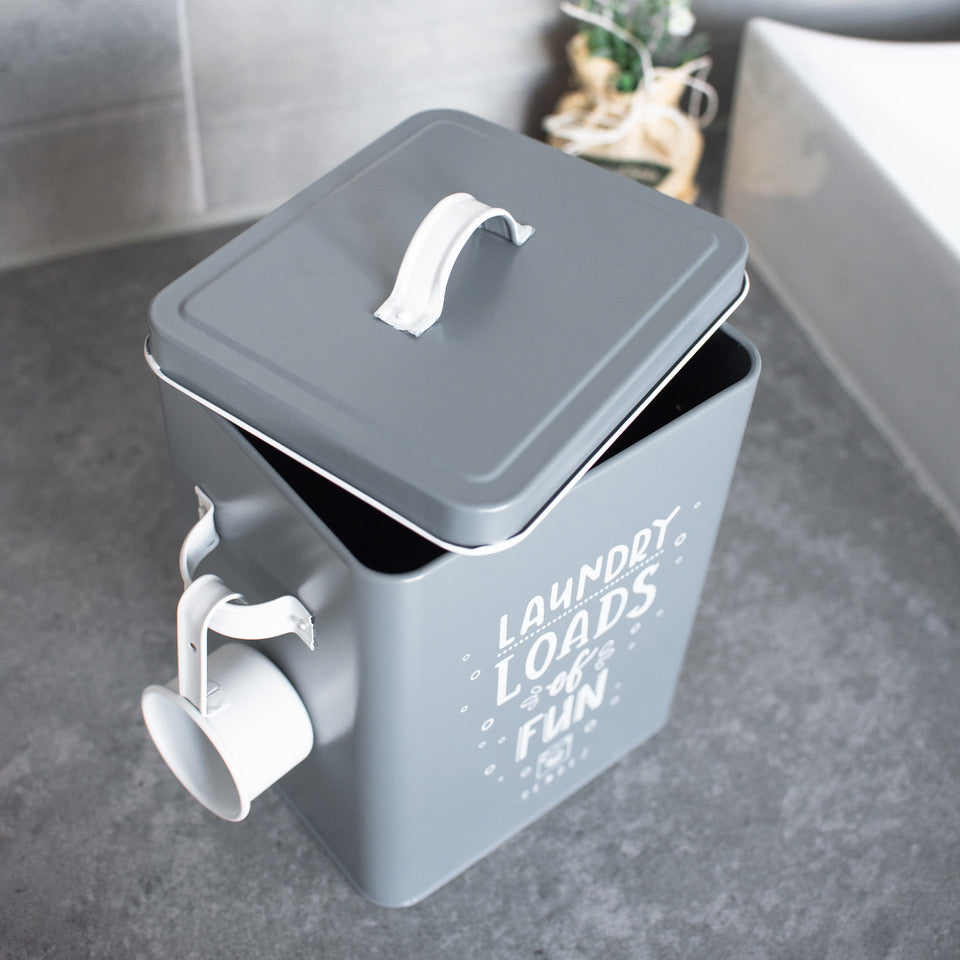 Waschpulverdose 6L Metalldose mit Deckel und Schaufel Waschmittelbox W