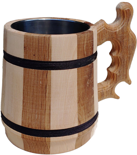 Beer mug with stainless steel insert 550ml beer tankard wooden mug beer mug #4 B-stock