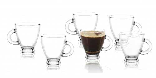 6 Espresso-Tassen 85ml mit 6 Untertellern, 12-teiliges Set, Espressogläser
