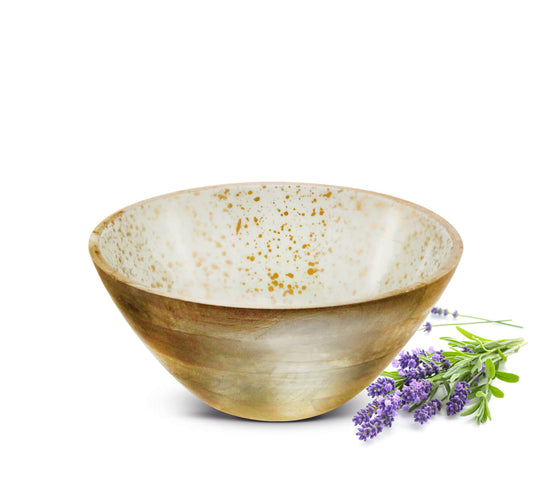 Bowl made of mango wood with enamel coating in natural/gold Ø25cm salad bowl bowl decorative bowl