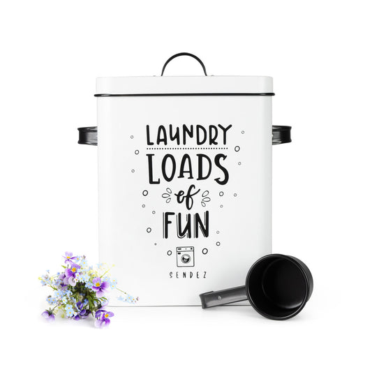 Washing powder can 6L metal can with lid and scoop detergent box detergent can white
