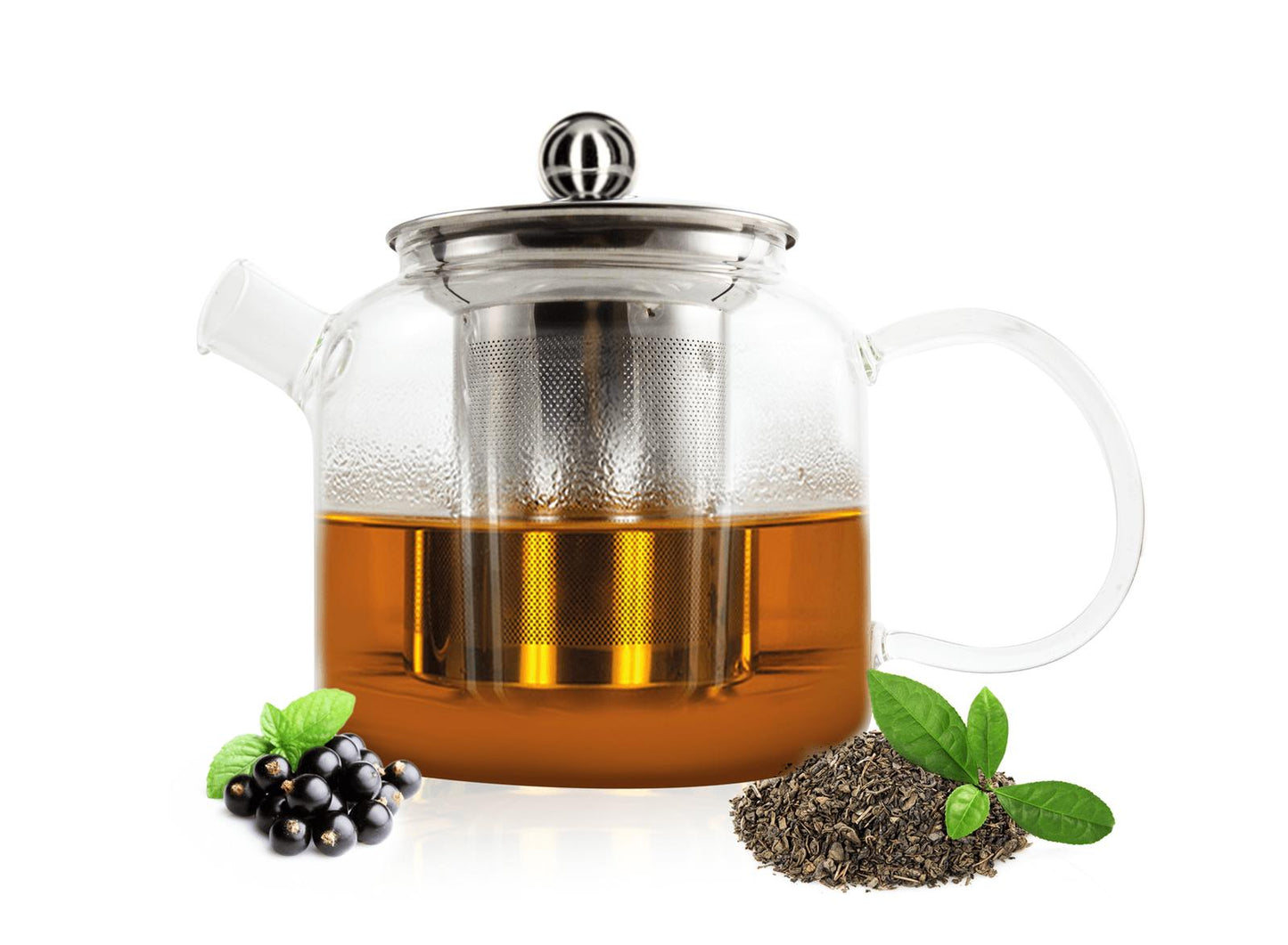Teekanne mit Edelstahlfilter Teebereiter Glaskanne Kanne Teesieb Tee Teefilter