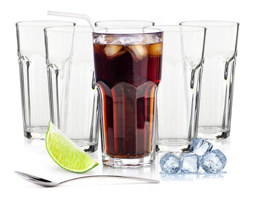 6 Cocktailgläser mit 6 Löffeln 425ml Kaffeegläser Teeggläser Longdrinkgläser