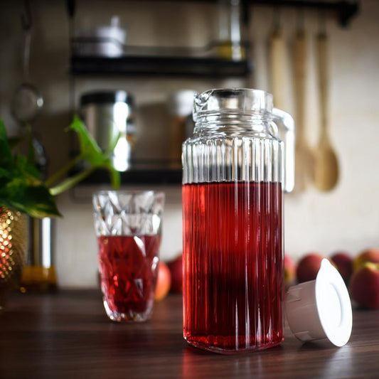 Pichet à jus 1,1 L carafe à eau carafe en verre pichet à eau pichet en verre pichet réfrigérateur