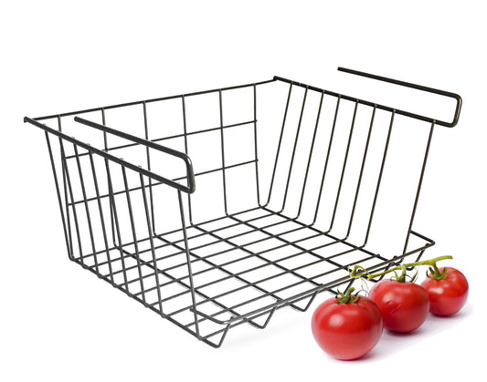 Hanging basket made of metal, cupboard basket, hanging basket, shelf basket, storage basket, wire basket, grey