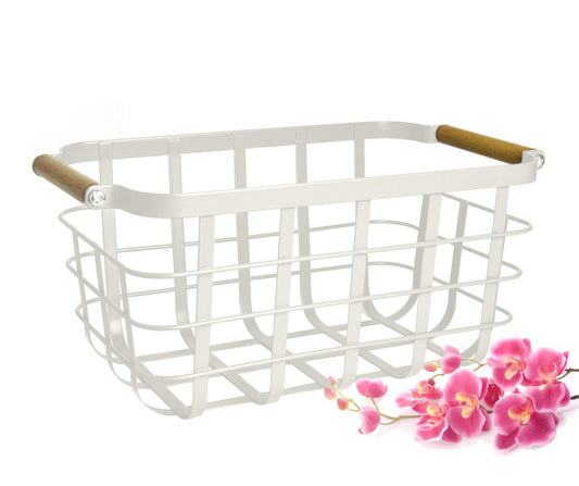 Storage basket made of metal, wire basket, mesh basket, metal basket, all-purpose basket, laundry basket, white