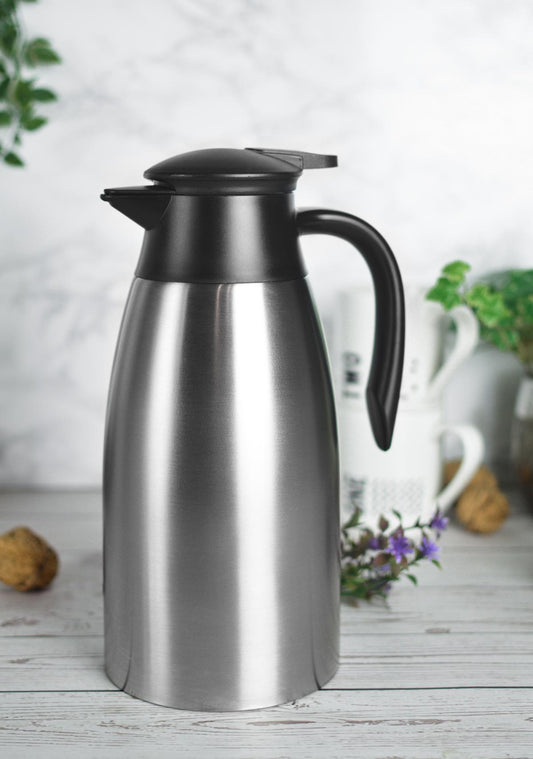 Thermoskanne 2L Edelstahl Isolierkanne Kaffeekanne Thermosflasche Teekanne