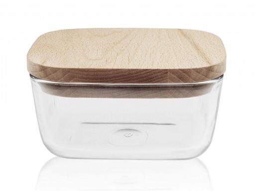 Holz/Glas Vorratsdose Zuckerdose mit Deckel Gewürzdose Salzdose Glasbehälter