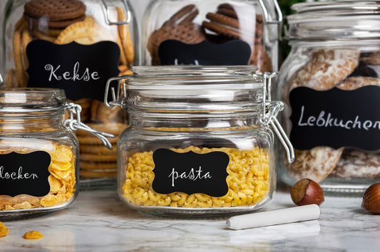 6-piece set of preserving jars 2x1.5L 2x1L 2x500ml with swing top, table field, preserving jar, storage jar