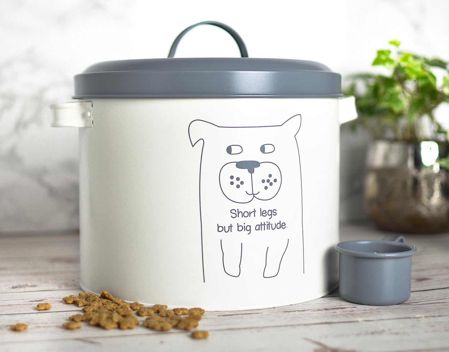 Trockenfutterdose mit Deckel und Löffel 6 Liter Mettaldose Tierfutter Vorratsdose Hundefutterbox Hund