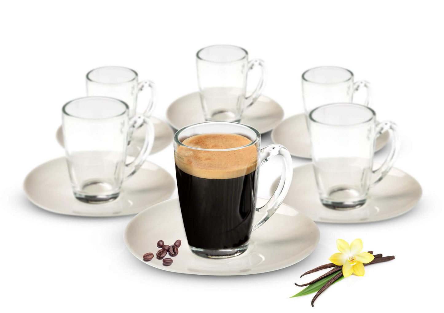 Tasses à expresso 12 pièces avec assiettes en porcelaine, verres à café, tasses à moka