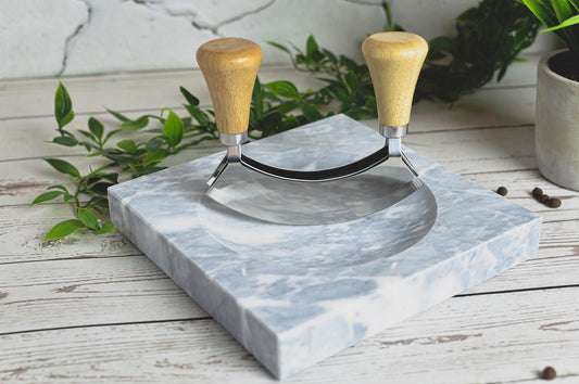 Marble herb board with chopping knife 2.7kg chopping board herb cutting board