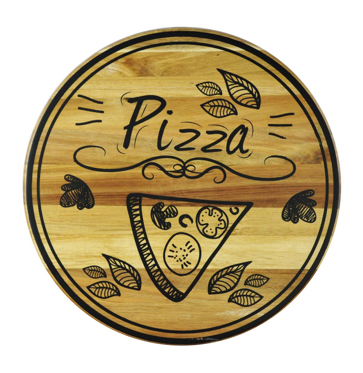 Pizzateller mit Pizza Motiv ø30cm drehbar Holzteller Drehplatte Käseteller Speiseteller