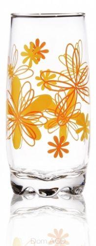 6 long drink glasses 350ml with floral print, juice glasses, water glasses, drinking glasses
