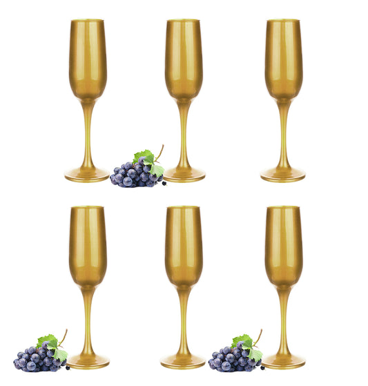 6 champagne glasses 200ml matt gold champagne champagne flutes champagne glass Prosecco glasses Prosecco