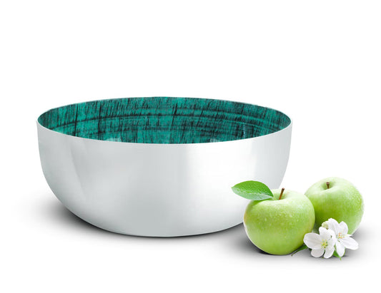 Large decorative bowl Ø26cm fruit bowl metal silver/turquoise decorative bowl tray bowl aluminum