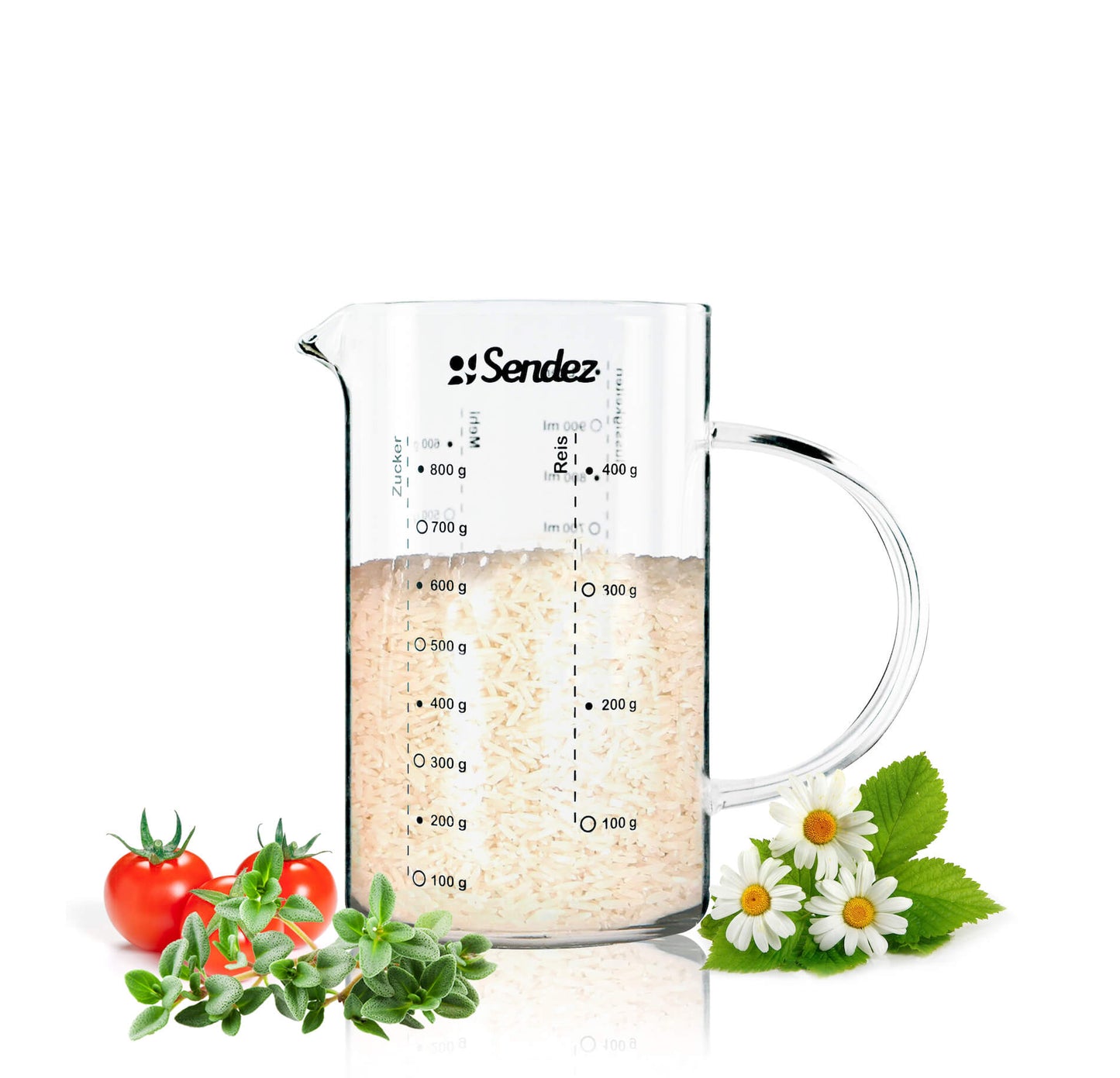 Sendez® measuring cup 1L made of borosilicate glass measuring jug dosi