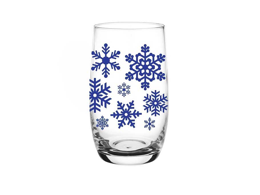 6 long drink glasses 320ml with blue snowflakes water glasses juice glasses drinking glasses
