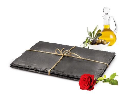Sendez® Slate Plates Set 30x20cm Serving Plate Cheese Plates Coaster Cheese Plate 2-12 Pieces
